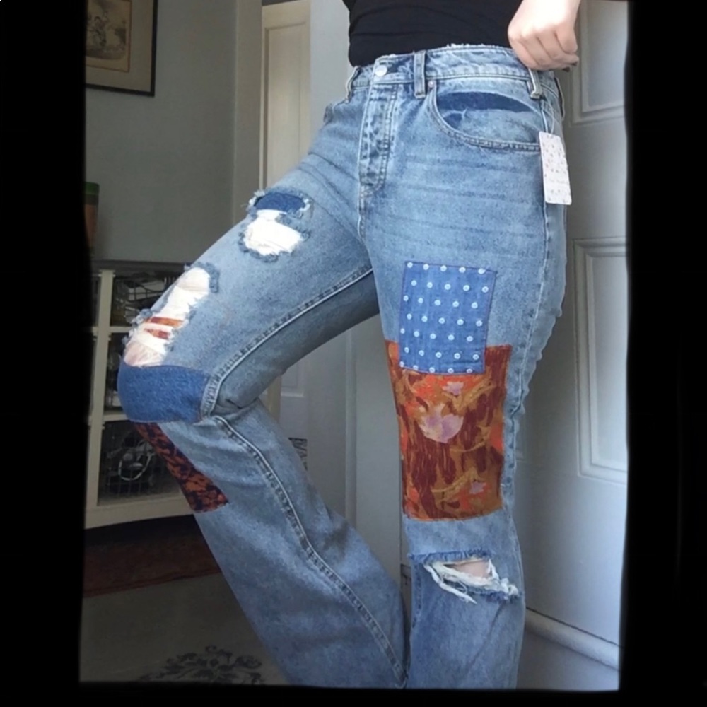 Patched Mom Jeans